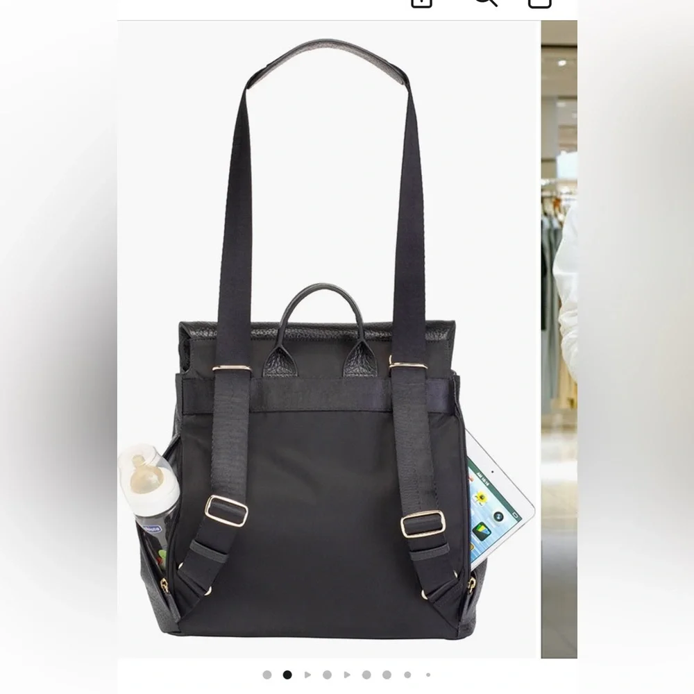 Storksak St James convertible leather Diaper Backpack - Picture 2 of 13